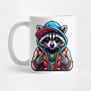 Funny Racoon Rapper Vintage Retro Mug